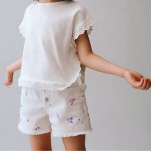 Zara FLORAL TWILL HIGH-WAIST BERMUDA SHORTS size 1.5 years